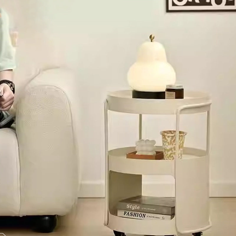 Modern Minimalist Iron Movable Round Side Table With 3 Tiers For Living Room