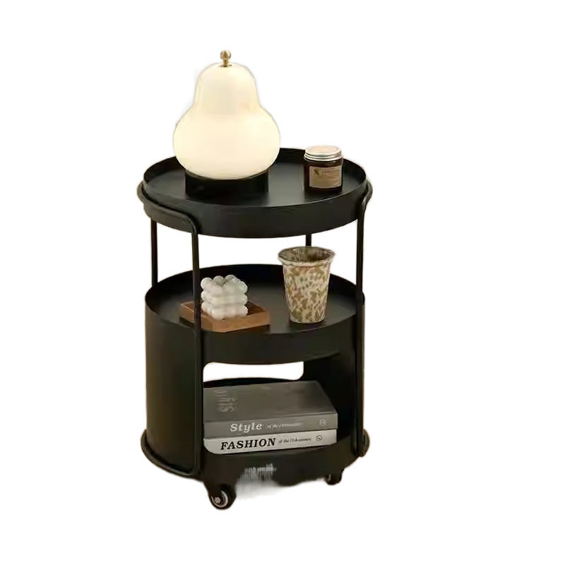 Modern Minimalist Iron Movable Round Side Table With 3 Tiers For Living Room