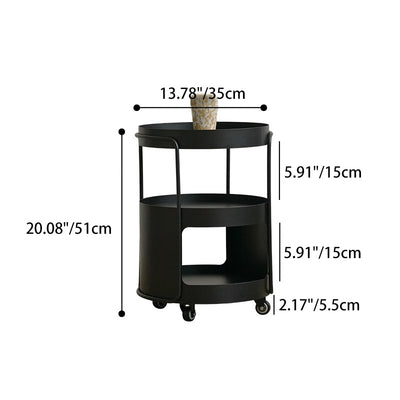Modern Minimalist Iron Movable Round Side Table With 3 Tiers For Living Room