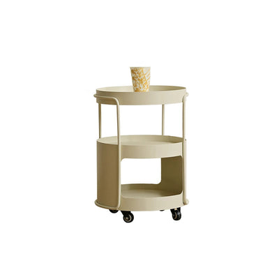 Modern Minimalist Iron Movable Round Side Table With 3 Tiers For Living Room