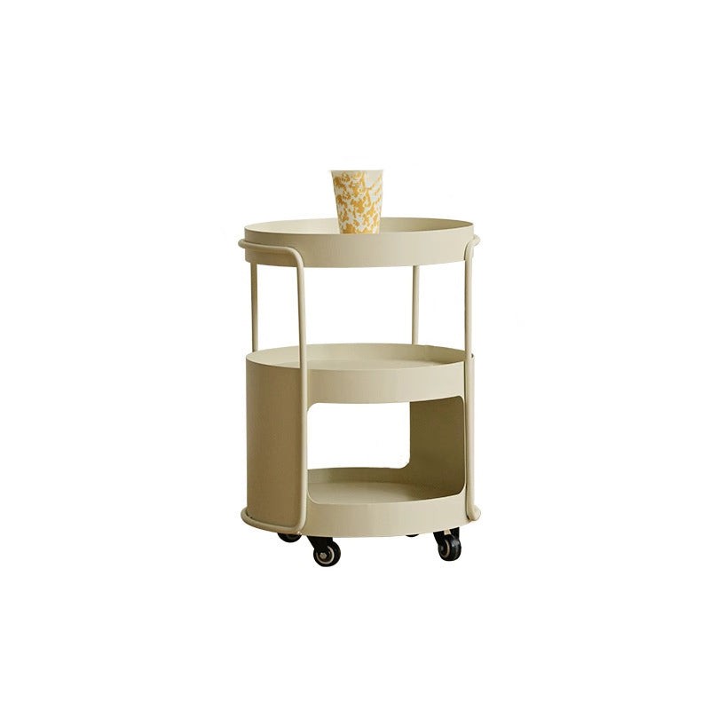 Modern Minimalist Iron Movable Round Side Table With 3 Tiers For Living Room