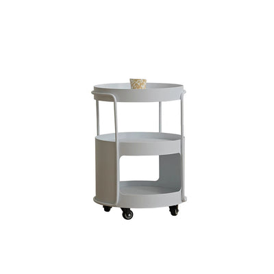 Modern Minimalist Iron Movable Round Side Table With 3 Tiers For Living Room