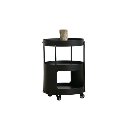 Modern Minimalist Iron Movable Round Side Table With 3 Tiers For Living Room