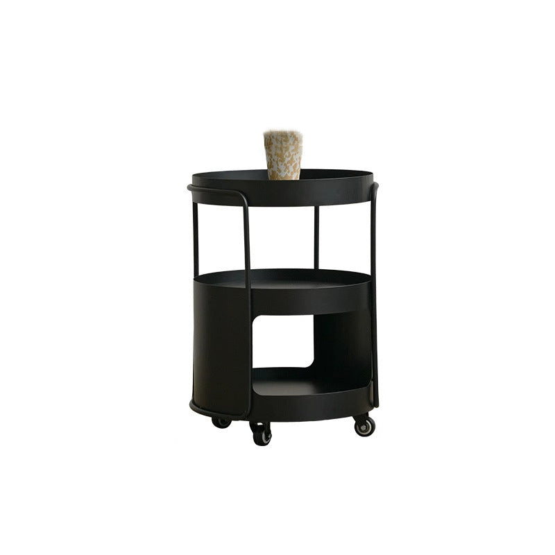 Modern Minimalist Iron Movable Round Side Table With 3 Tiers For Living Room