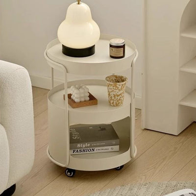 Modern Minimalist Iron Movable Round Side Table With 3 Tiers For Living Room