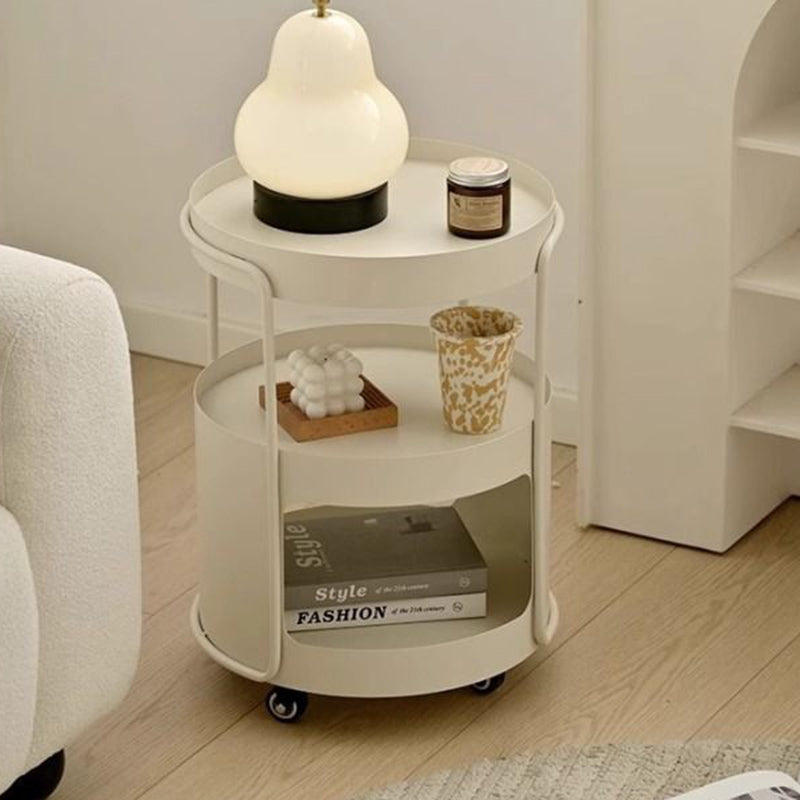 Modern Minimalist Iron Movable Round Side Table With 3 Tiers For Living Room
