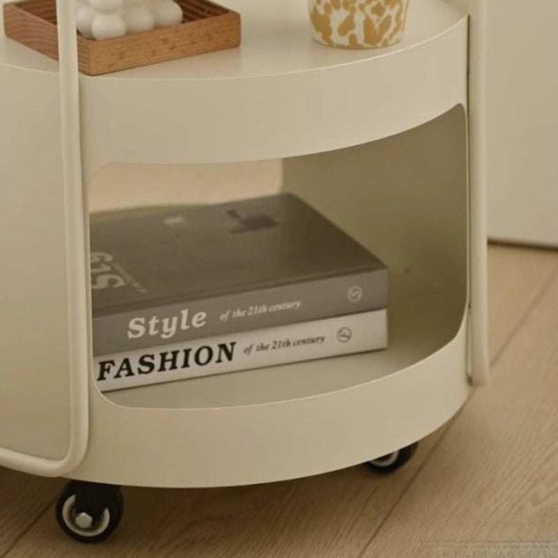 Modern Minimalist Iron Movable Round Side Table With 3 Tiers For Living Room