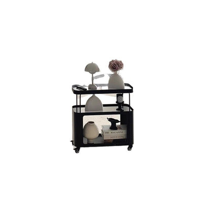 Traditional French Metal Glass Movable Rounded Rectangular Side Table With 3 Tiers For Living Room