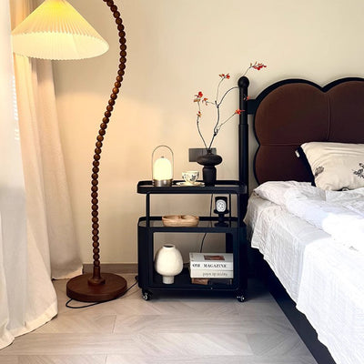 Traditional French Metal Glass Movable Rounded Rectangular Side Table With 3 Tiers For Living Room