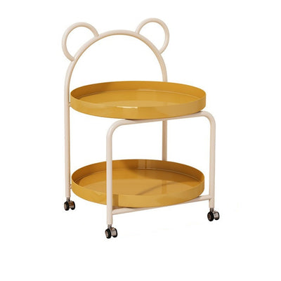 Contemporary Scandinavian Metal Movable Bear-Shaped Round Side Table With 2 Tiers For Living Room