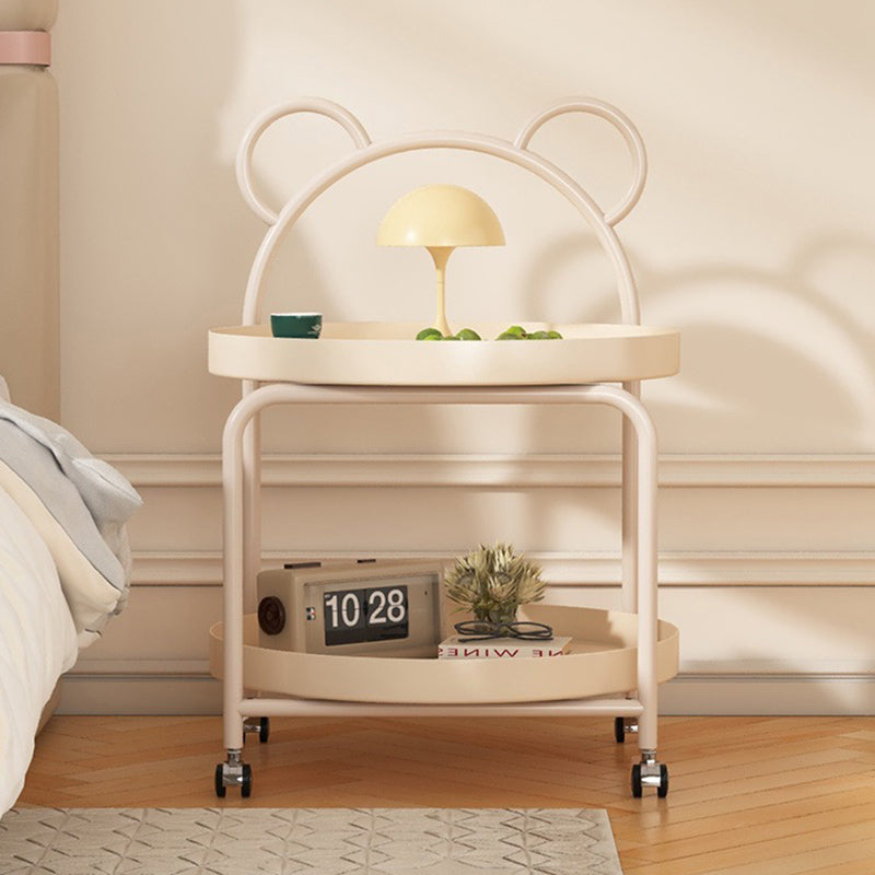 Contemporary Scandinavian Metal Movable Bear-Shaped Round Side Table With 2 Tiers For Living Room