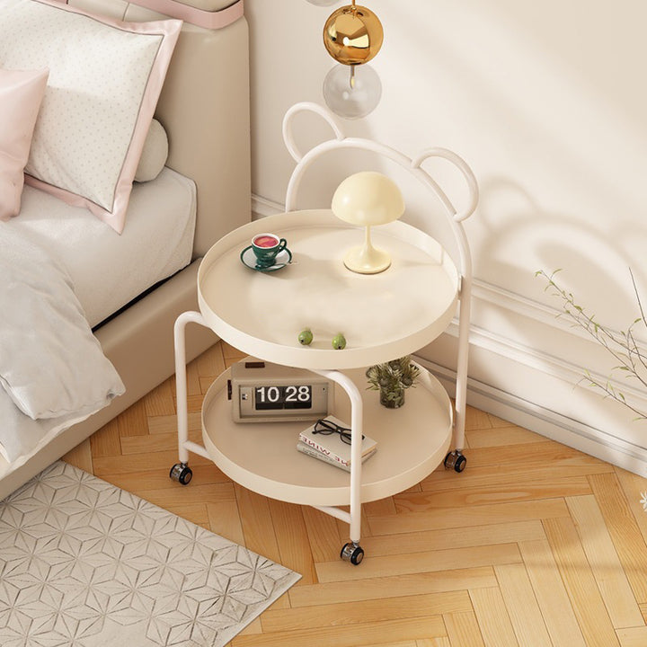 Table d'appoint ronde contemporaine en métal scandinave en forme d'ours avec 2 niveaux pour salon 
