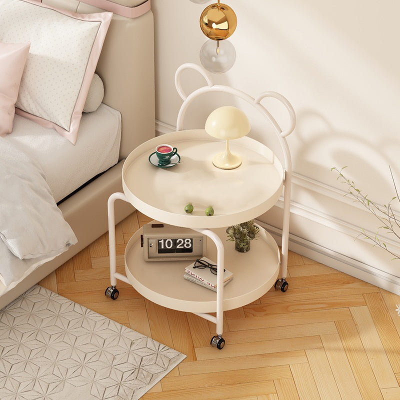 Contemporary Scandinavian Metal Movable Bear-Shaped Round Side Table With 2 Tiers For Living Room