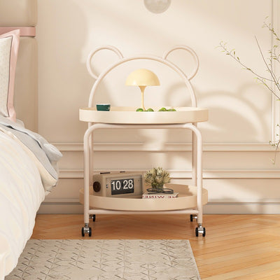 Contemporary Scandinavian Metal Movable Bear-Shaped Round Side Table With 2 Tiers For Living Room