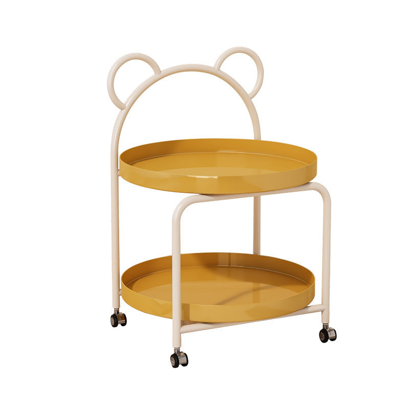 Contemporary Scandinavian Metal Movable Bear-Shaped Round Side Table With 2 Tiers For Living Room