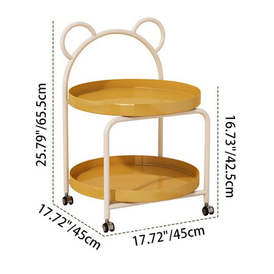 Contemporary Scandinavian Metal Movable Bear-Shaped Round Side Table With 2 Tiers For Living Room