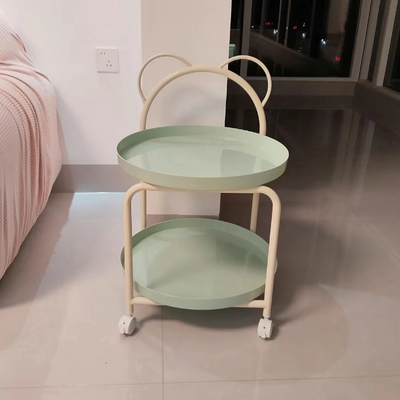 Contemporary Scandinavian Metal Movable Bear-Shaped Round Side Table With 2 Tiers For Living Room