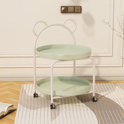 Contemporary Scandinavian Metal Movable Bear-Shaped Round Side Table With 2 Tiers For Living Room