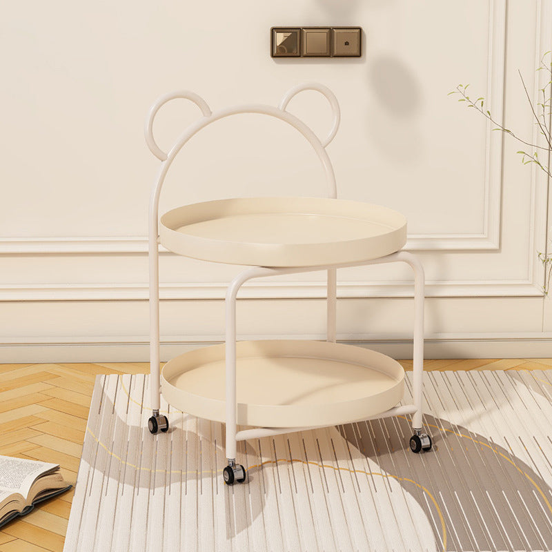 Contemporary Scandinavian Metal Movable Bear-Shaped Round Side Table With 2 Tiers For Living Room