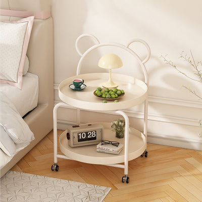 Contemporary Scandinavian Metal Movable Bear-Shaped Round Side Table With 2 Tiers For Living Room