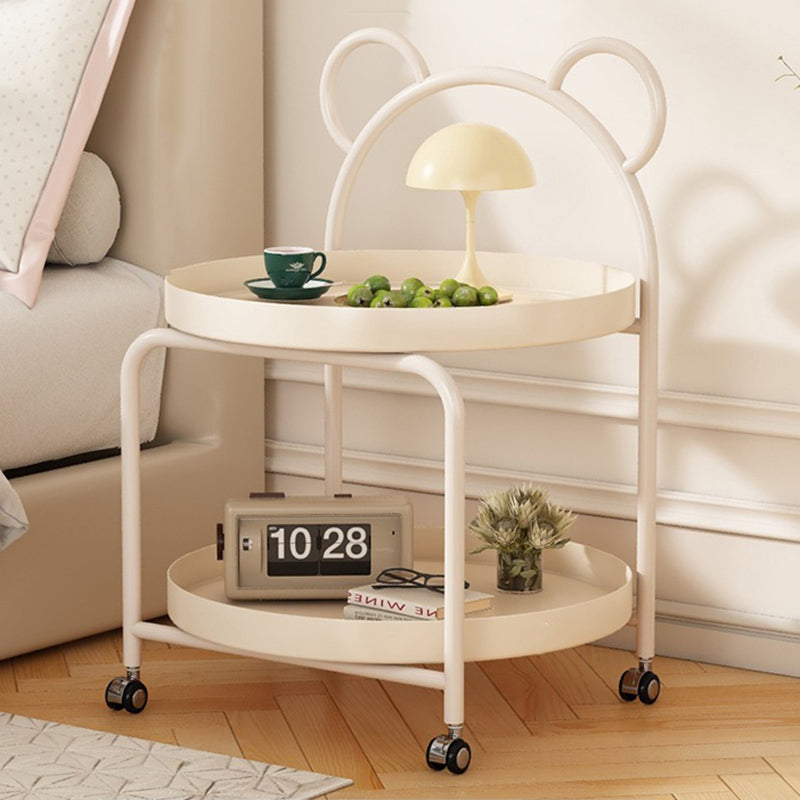 Contemporary Scandinavian Metal Movable Bear-Shaped Round Side Table With 2 Tiers For Living Room