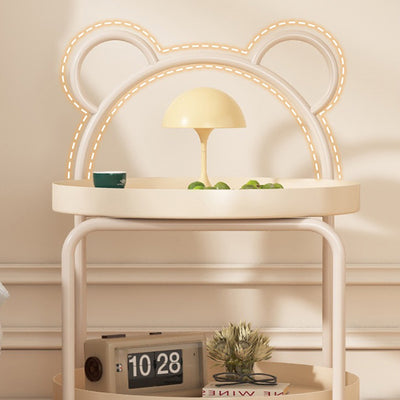 Contemporary Scandinavian Metal Movable Bear-Shaped Round Side Table With 2 Tiers For Living Room