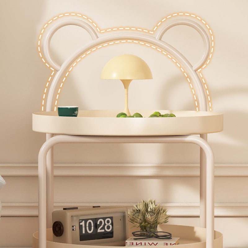 Contemporary Scandinavian Metal Movable Bear-Shaped Round Side Table With 2 Tiers For Living Room