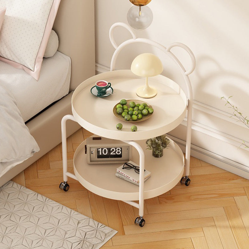 Contemporary Scandinavian Metal Movable Bear-Shaped Round Side Table With 2 Tiers For Living Room