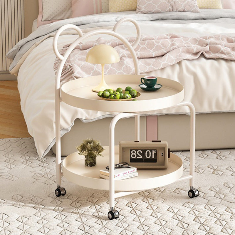 Contemporary Scandinavian Metal Movable Bear-Shaped Round Side Table With 2 Tiers For Living Room