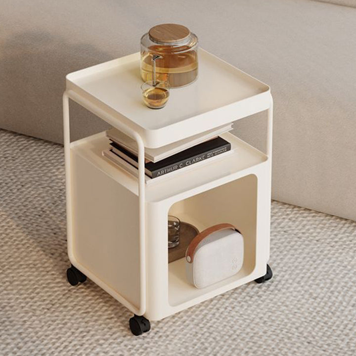 Table d'appoint carrée mobile en fer créatif contemporain avec 3 niveaux pour le salon 