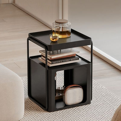 Contemporary Creative Iron Movable Square Side Table With 3 Tiers For Living Room