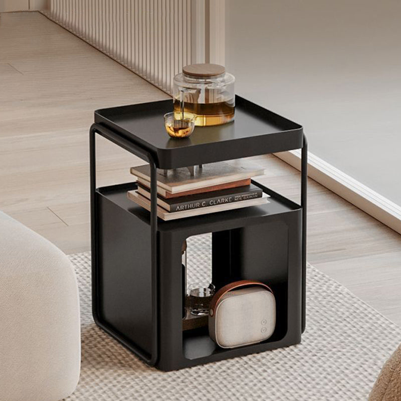 Contemporary Creative Iron Movable Square Side Table With 3 Tiers For Living Room