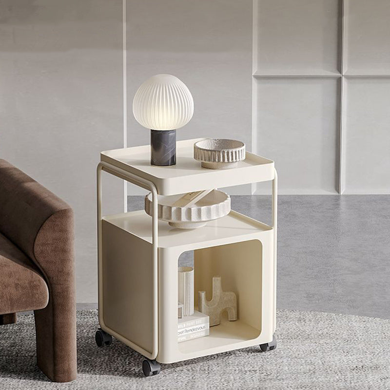 Contemporary Creative Iron Movable Square Side Table With 3 Tiers For Living Room