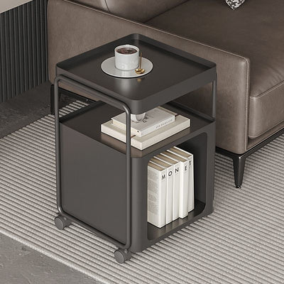 Contemporary Creative Iron Movable Square Side Table With 3 Tiers For Living Room