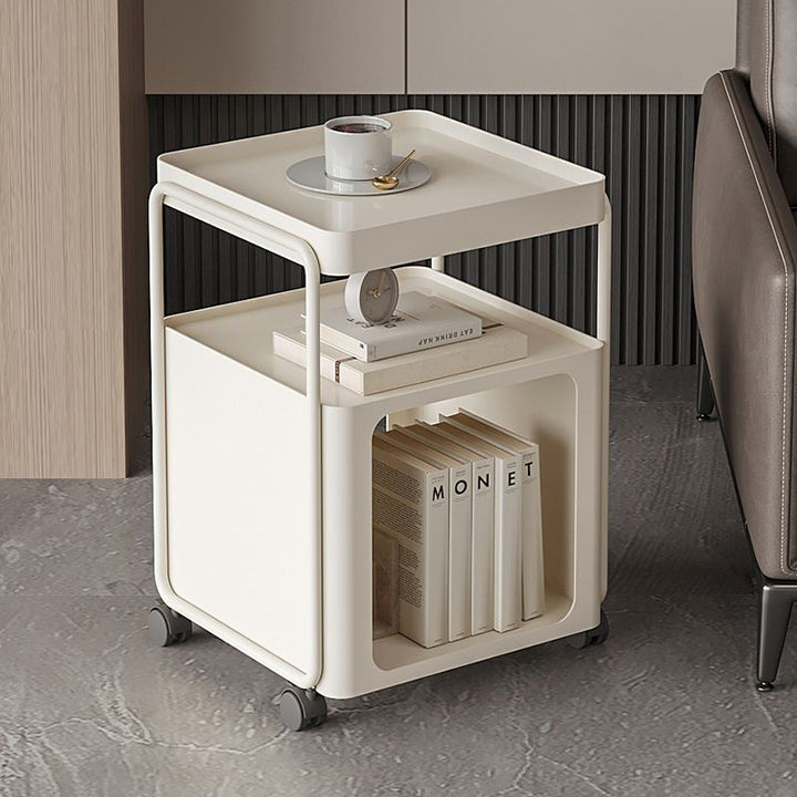 Table d'appoint carrée mobile en fer créatif contemporain avec 3 niveaux pour le salon 