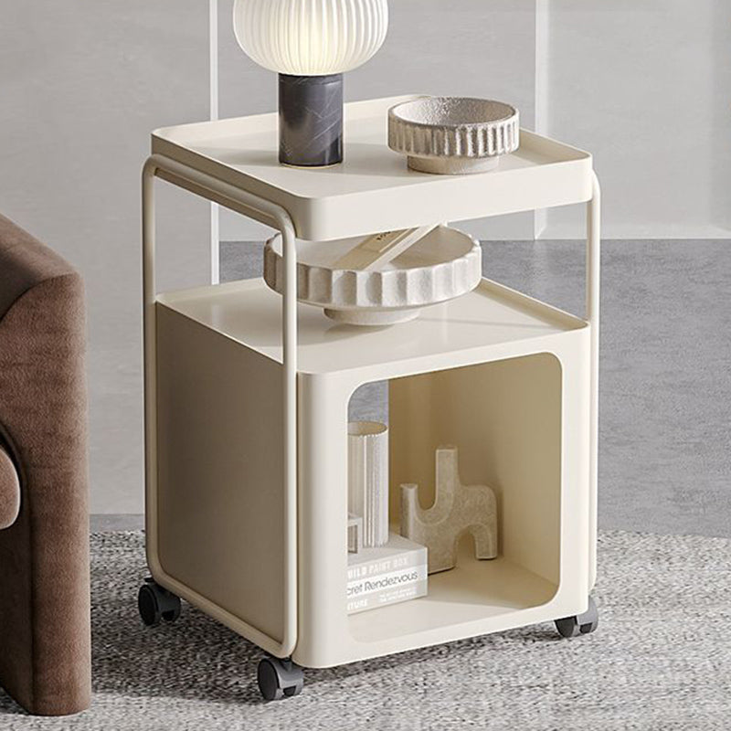 Contemporary Creative Iron Movable Square Side Table With 3 Tiers For Living Room