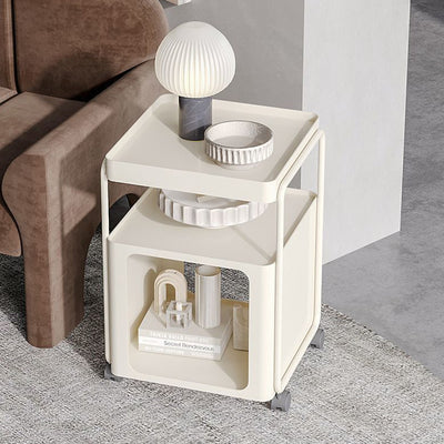 Contemporary Creative Iron Movable Square Side Table With 3 Tiers For Living Room