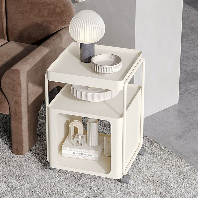 Contemporary Creative Iron Movable Square Side Table With 3 Tiers For Living Room