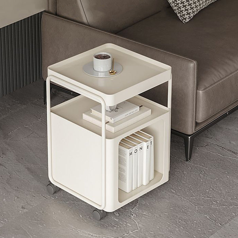 Contemporary Creative Iron Movable Square Side Table With 3 Tiers For Living Room