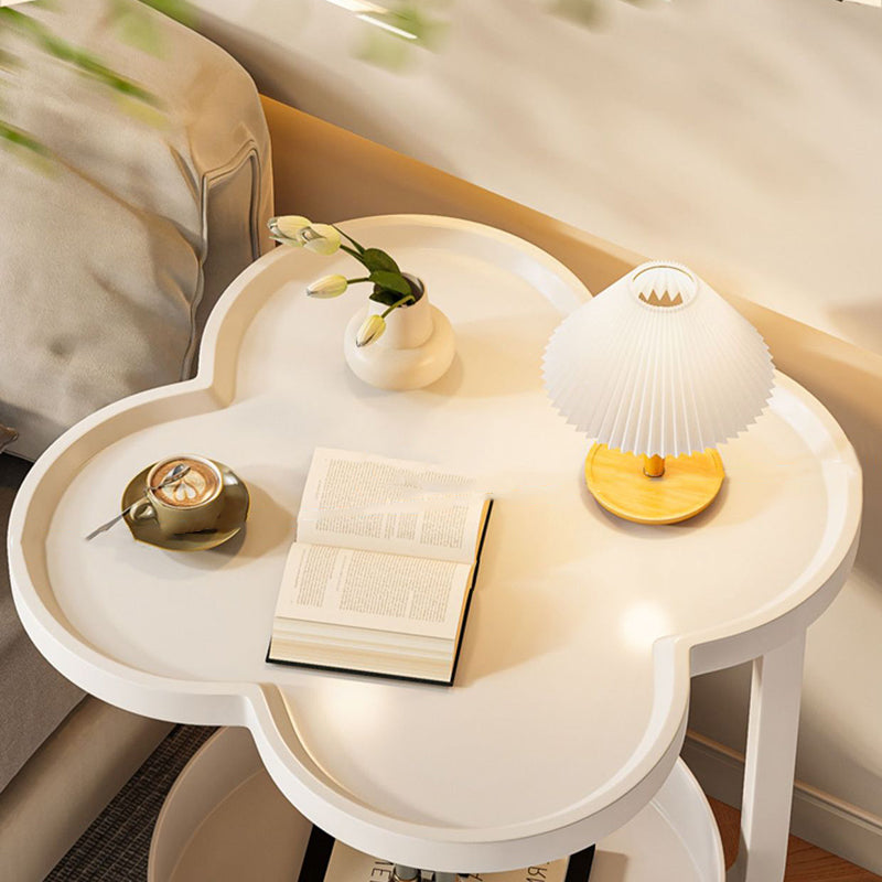 Zeitgenössischer kreativer runder Beistelltisch aus Metall in Blumenform mit 2 Ebenen für das Wohnzimmer 