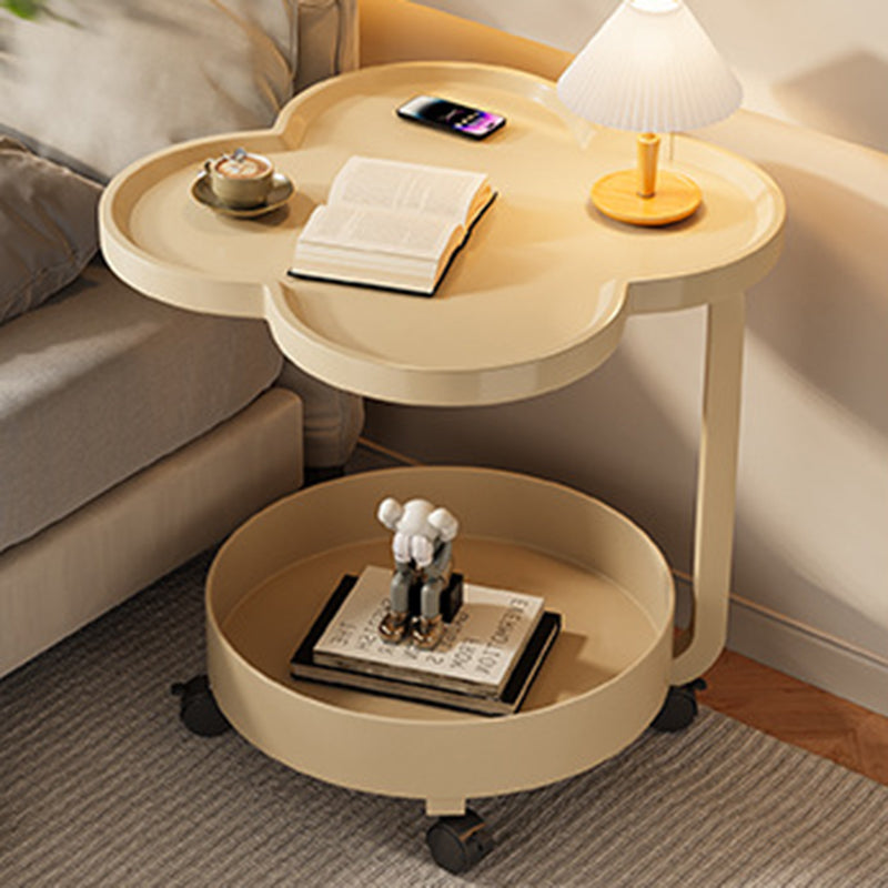 Contemporary Creative Metal Movable Flower-Shaped Round Side Table With 2 Tiers For Living Room