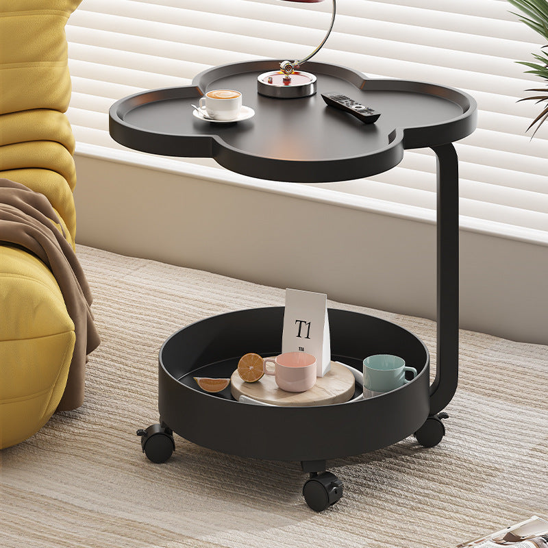 Contemporary Creative Metal Movable Flower-Shaped Round Side Table With 2 Tiers For Living Room
