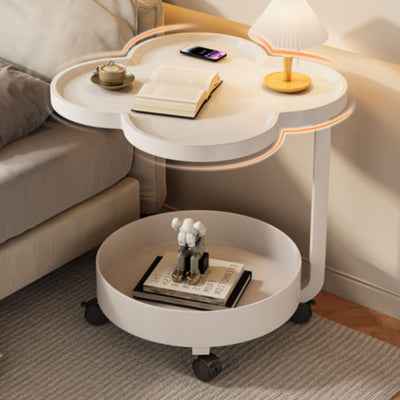 Contemporary Creative Metal Movable Flower-Shaped Round Side Table With 2 Tiers For Living Room