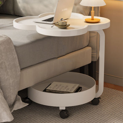 Contemporary Creative Metal Movable Flower-Shaped Round Side Table With 2 Tiers For Living Room