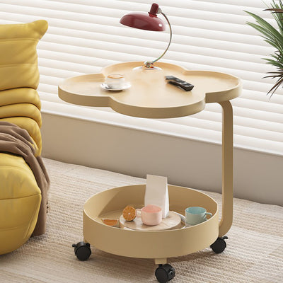 Contemporary Creative Metal Movable Flower-Shaped Round Side Table With 2 Tiers For Living Room