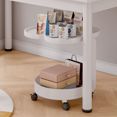 Contemporary Creative Metal Movable Flower-Shaped Round Side Table With 2 Tiers For Living Room