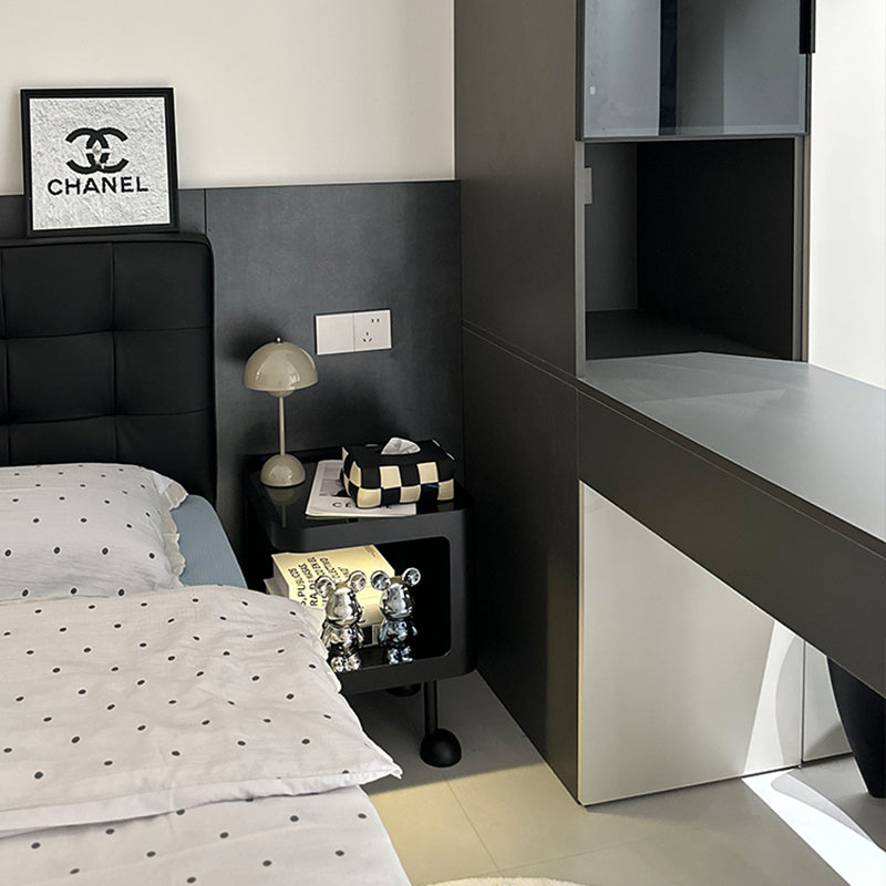 Contemporary Scandinavian Iron Glass Rounded Square Side Table With 2 Tiers For Living Room