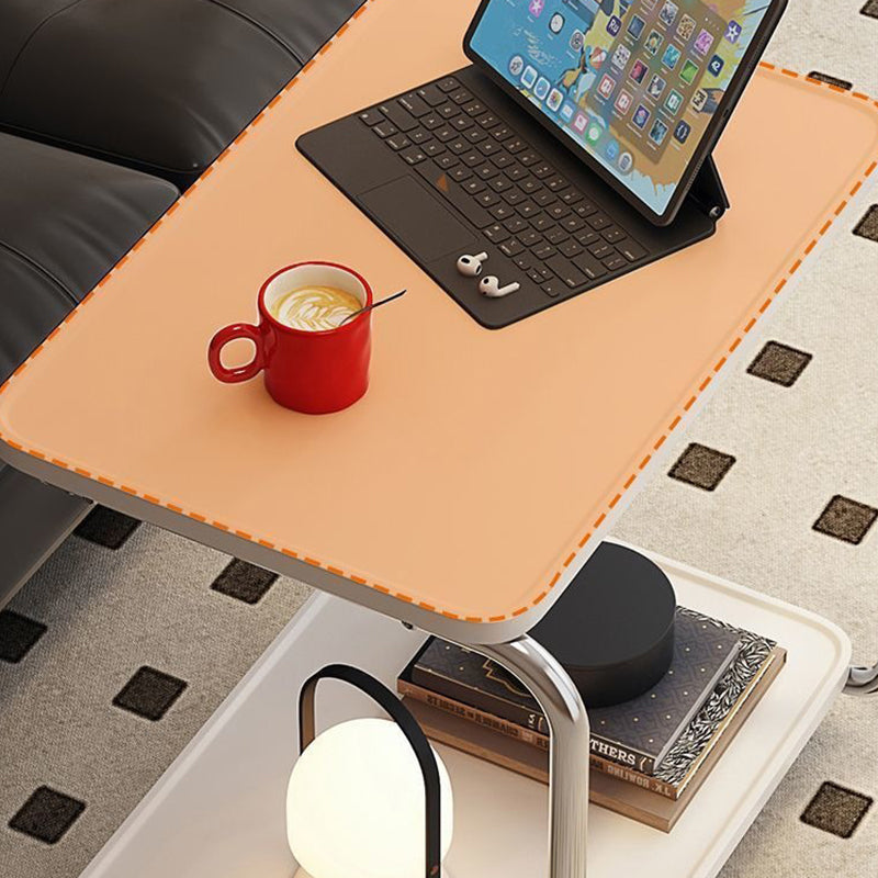 Traditional Chinese Engineered Wood Metal U-Shaped Rectangular Side Table With 2 Tiers For Living Room