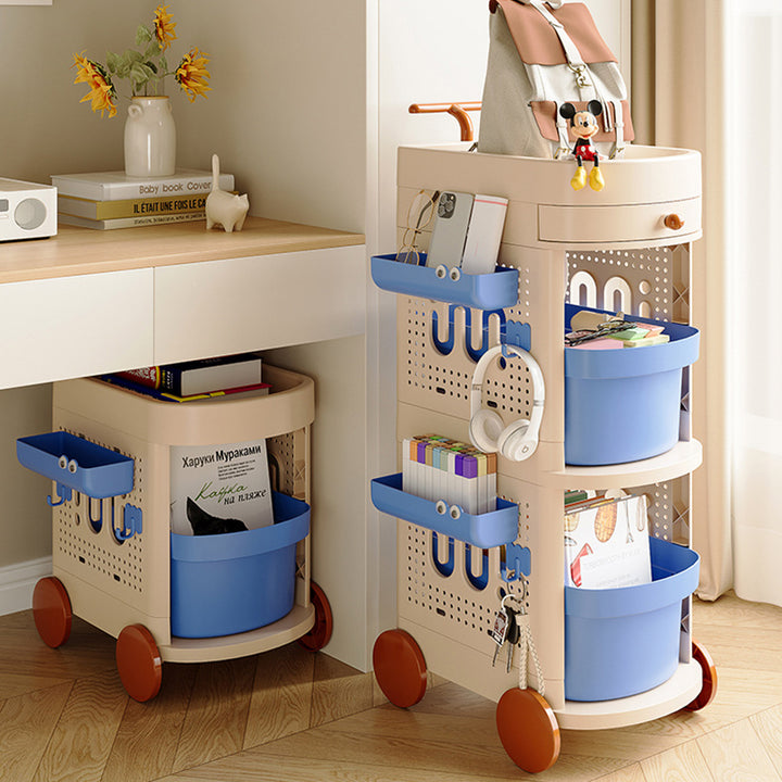 Contemporary Creative Plastic Round Oval Storage Shelf With 2/3 Shelves For Living Room