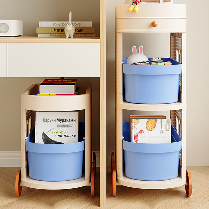 Contemporary Creative Plastic Round Oval Storage Shelf With 2/3 Shelves For Living Room